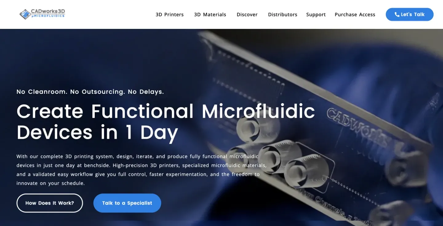The redesigned CADworks3D homepage hero