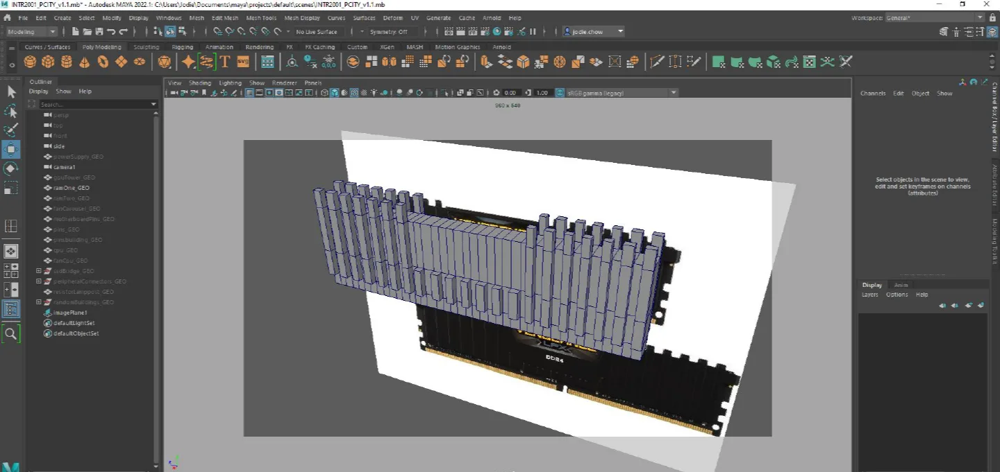 RAM tower, angled and divided into segments