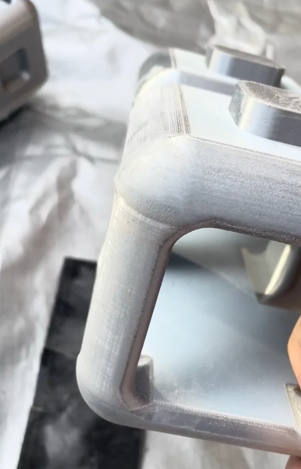 A cube section after sanding, the layer lines blended into a matte surface